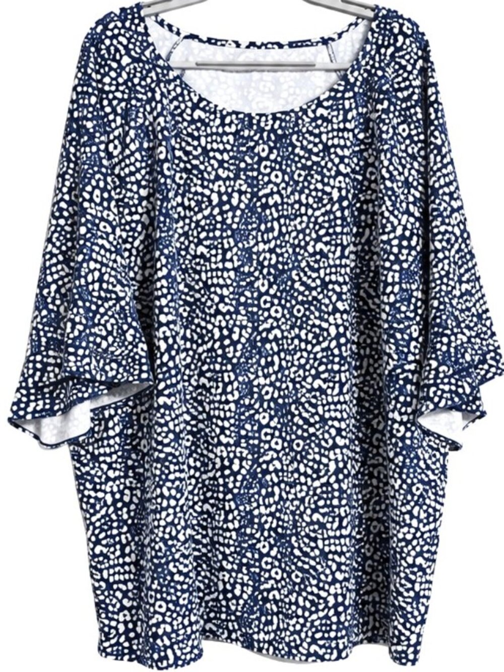 Navy And White Women’s Size 4X Animal Print Blouse